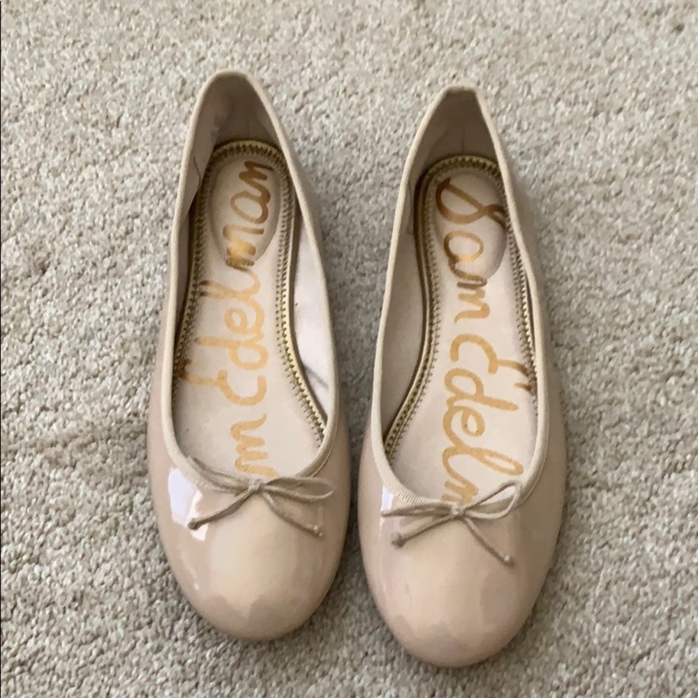 New Sam Edelman Nude patent leather ballet flats